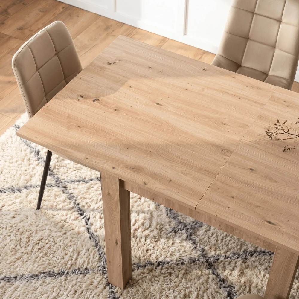 Kvadratinis išskleidžiamas stalas 80–160 cm, Artisan ąžuolo spalvos