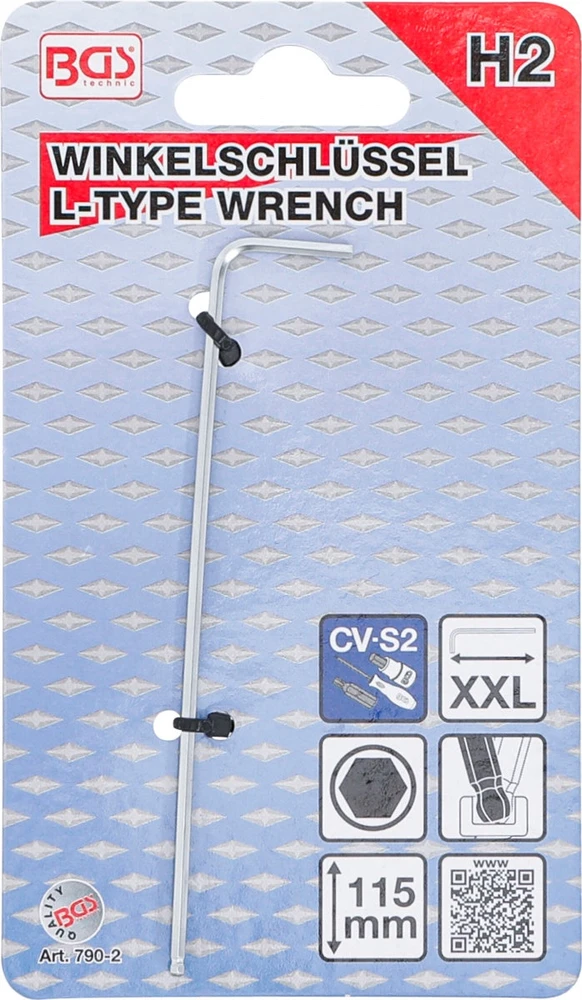 L FORMOS RAKTAS | YPAČ ILGAS | VIDINIO ŠEŠIAKAMPIO / VIDINIO ŠEŠIAKAMPIO SU RUTULINE GALVUTE, 2 MM (790-2)