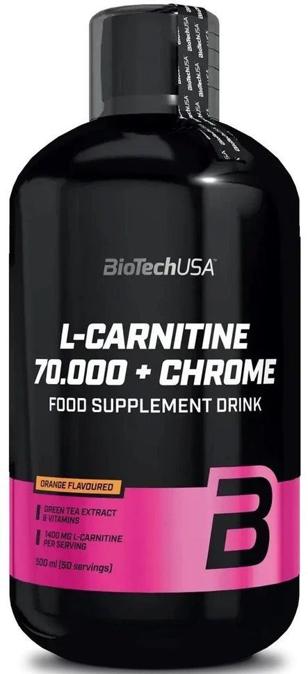 L-karnitino ir chromo skystas koncentratas BioTechUSA 500 ml, apelsinų skonio