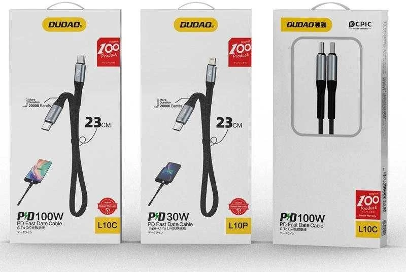 USB-C į USB-C Dudao 100 W PD 0.23 m laidas (juodas)