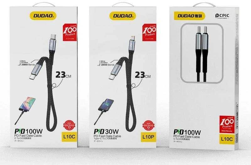 USB-C prie Lightning Dudao 20 W PD 0.23 m kabelis (juodas)