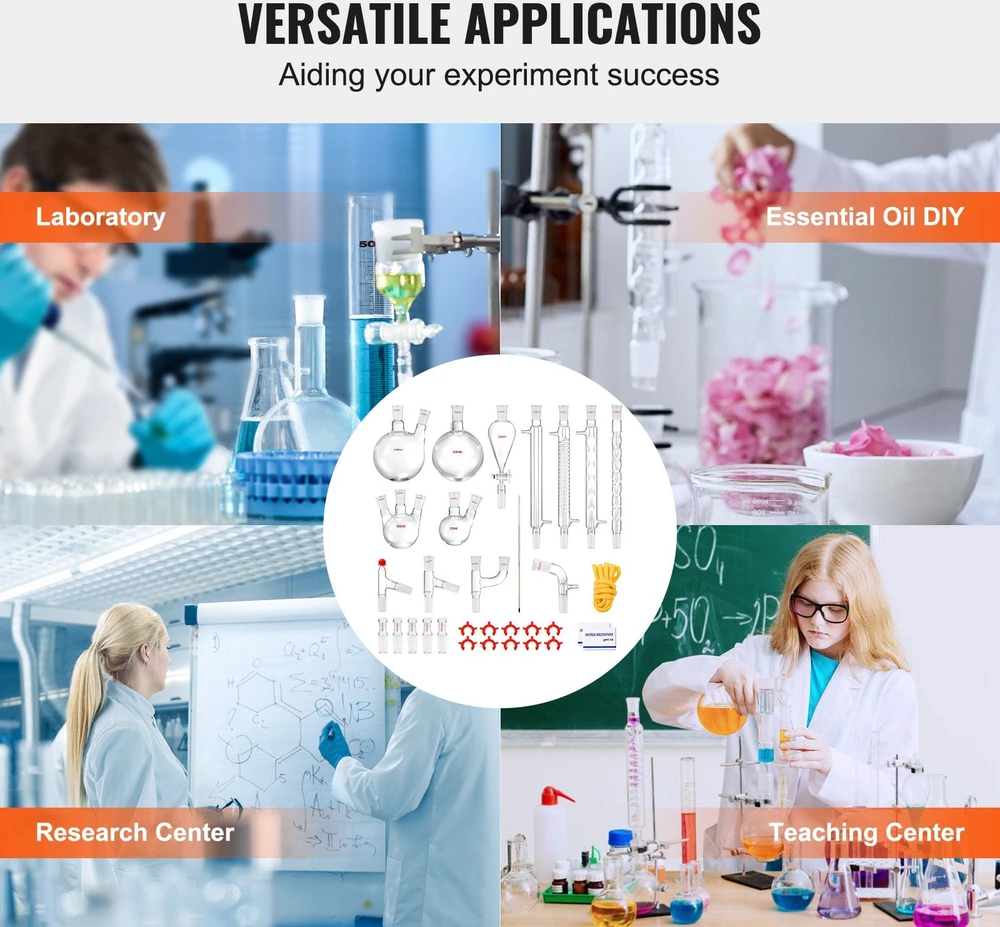 VEVOR Laboratorinis distiliavimo rinkinys su 3.3 boro stiklu