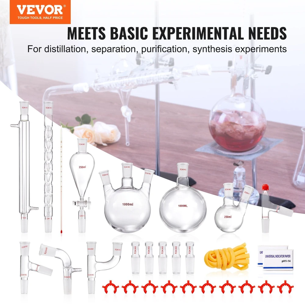 VEVOR Laboratorinis distiliavimo rinkinys, 29 vnt.