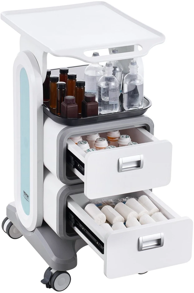 VEVOR 3 aukštų medicininis vežimėlis su stalčiais
