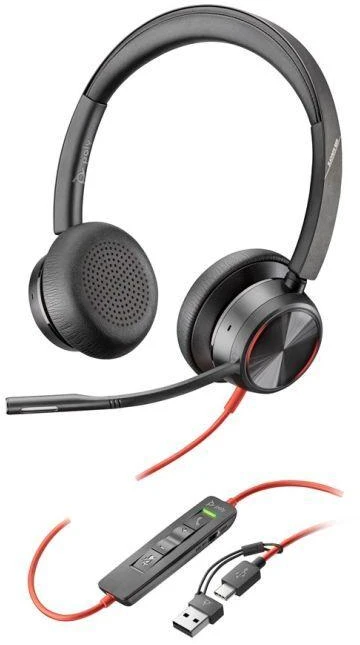 HP Poly „Poly Blackwire 8225 Stereo“ „USB-C“ ausinės + „USB-C/A“ adapteris
