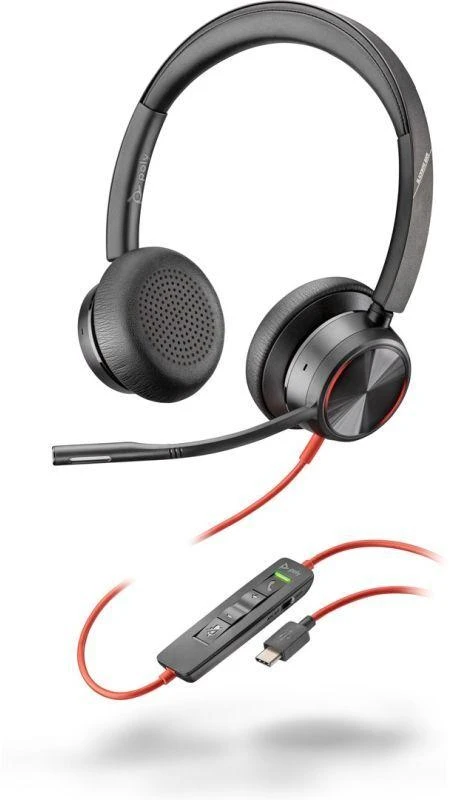 HP Poly „Poly Blackwire 8225 Stereo“ „USB-C“ ausinės + „USB-C/A“ adapteris