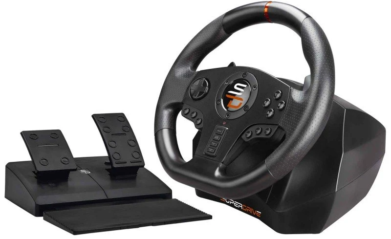 Laidinis žaidimų vairo komplektas su pedalais Subsonic Superdrive SV 710 Pro Sport, 28 cm