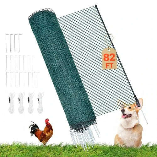 Vevor Laikina tvora su stulpais, 1.2 x 25 m plastikinis tinklas