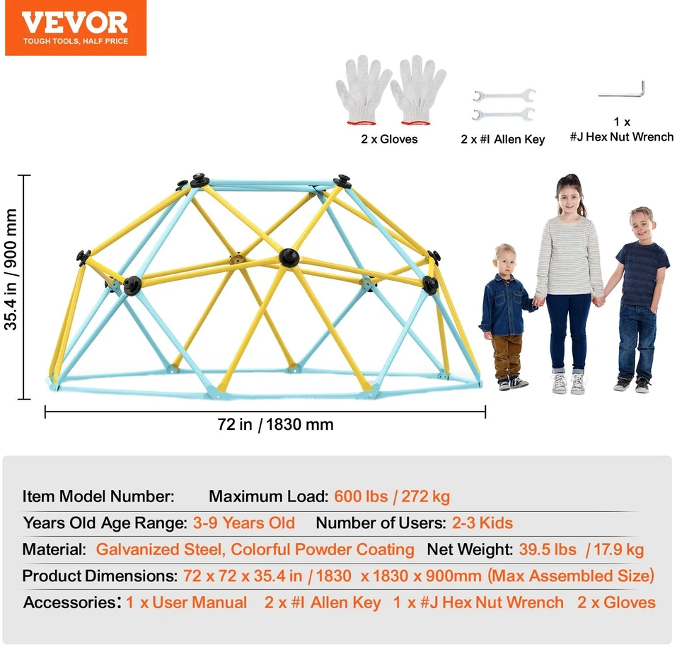 VEVOR Geometrinis laipiojimo kupolas vaikams