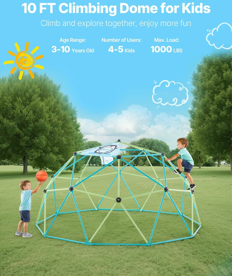 VEVOR 10 pėdų geometrinė laipiojimo kupolas