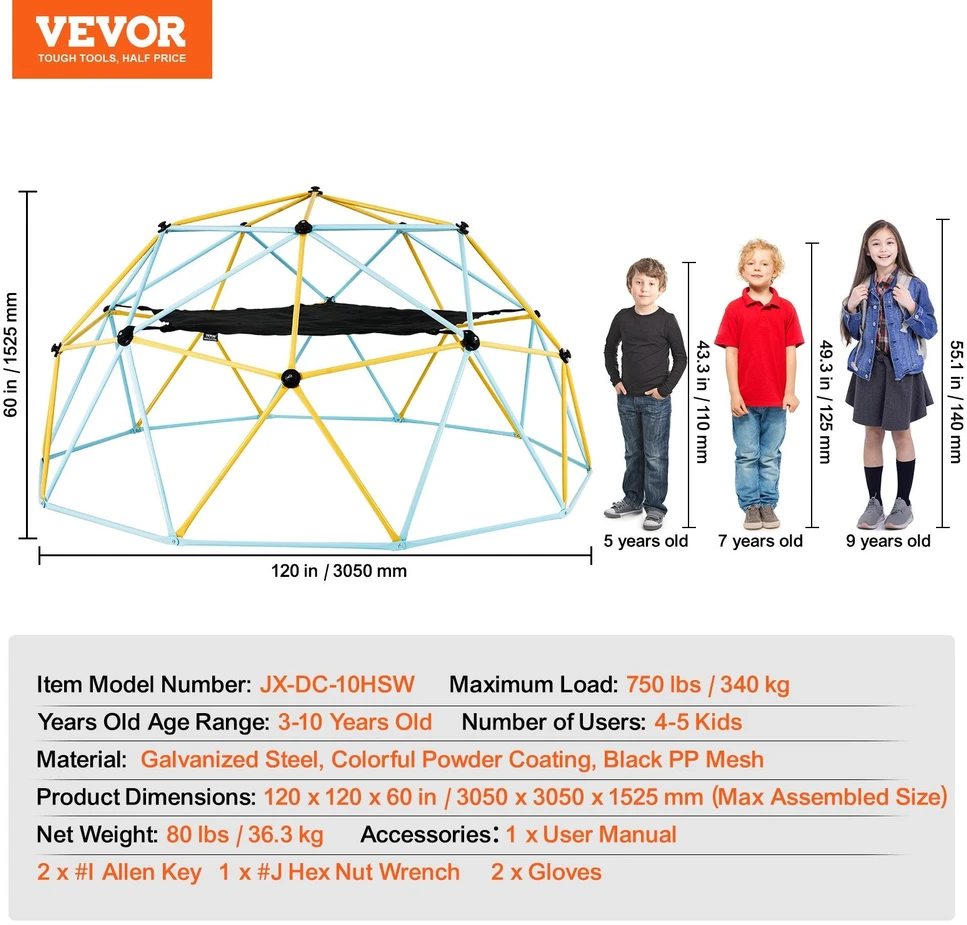 VEVOR Geometrinis kopinėjimo kupolas su hamaku ir sūpynėmis