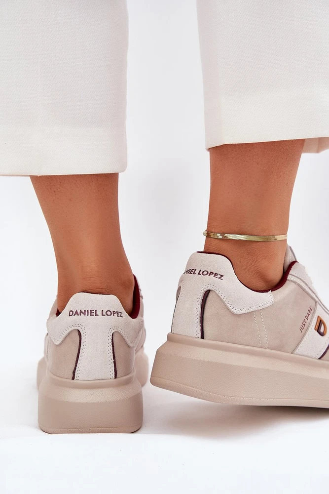 Laisvalaikio batai smėlio spalvos odiniai su platforma Daniel Lopez