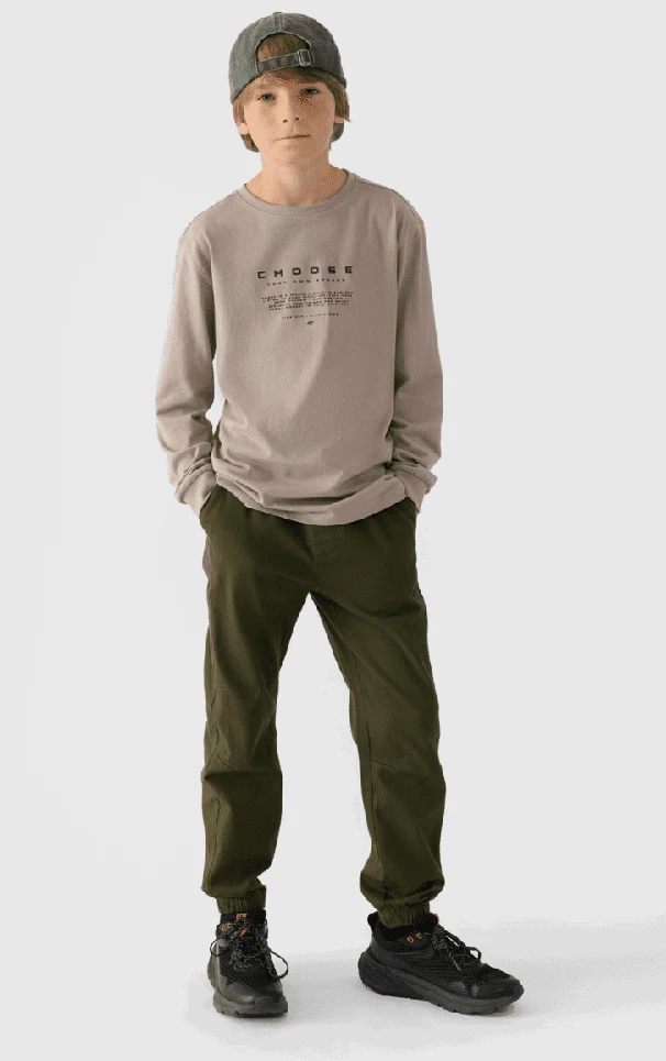 Laisvalaikio kelnės su guma Jogger 4F Chaki spalvos