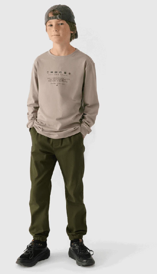 Laisvalaikio kelnės su guma Jogger 4F Chaki spalvos