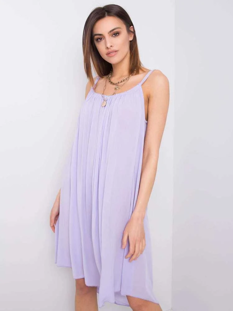 Laisvo kirpimo šviesiai violetinė suknelė moterims