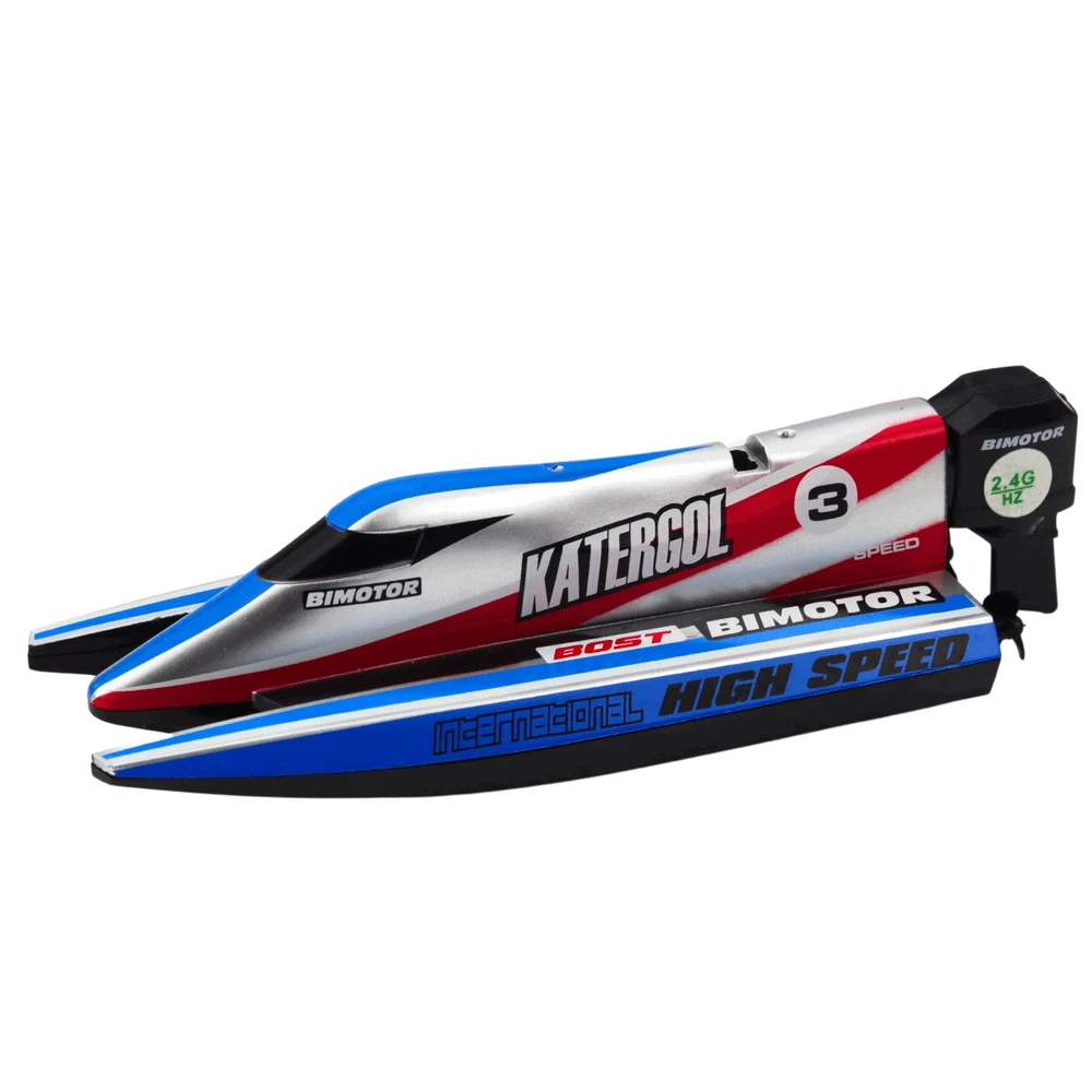 Lean Toys Radijo bangomis valdomas mėlynas-sidabrinis kateris 14 cm
