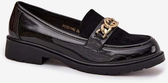Lakuotos moteriškos juodos loafers tipo basutės S.Barski