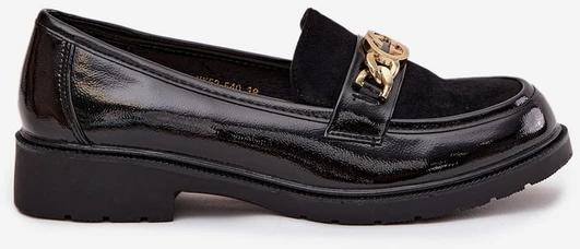 Lakuotos moteriškos juodos loafers tipo basutės S.Barski