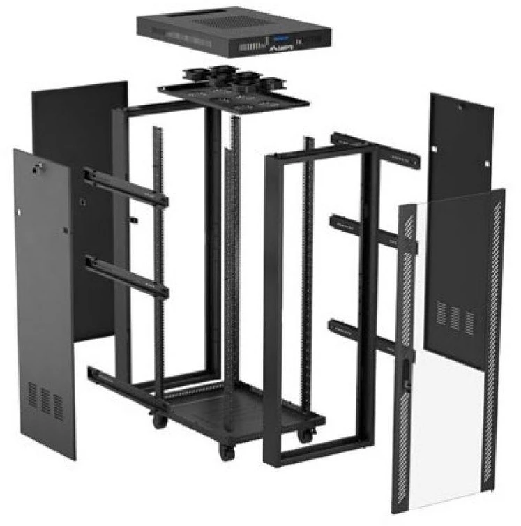 LANBERG Rack spintelė 19 laisvai stovinti 32U 600x1000 plokščia pakuotė su stiklinėmis durelėmis LCD juodas
