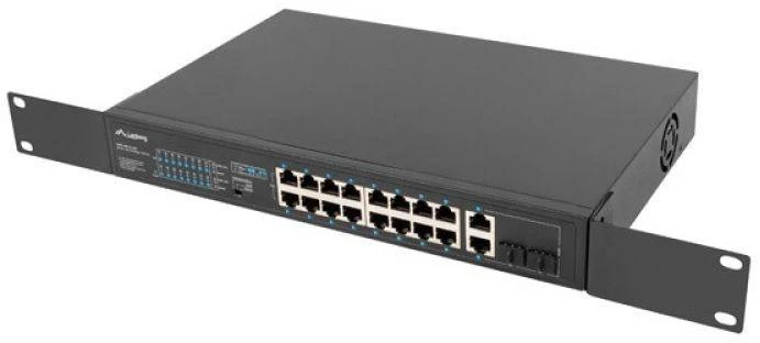Šakotuvas LANBERG RSFE-16P-2C-250 jungiklis 16x 100Mb PoE+/2x Combo Gigabit 250W nevaldomas