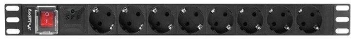 LANBERG PDU 19inch 1U 16A 8x Shuko 2m juodas
