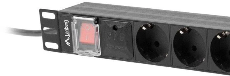 LANBERG PDU 19inch 1U 16A 8x Shuko 2m juodas