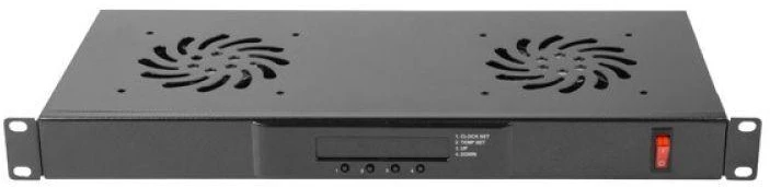 LANBERG AK-1502-B 19 ventiliatoriaus blokas / ventiliacijos skydelis su LCD 2 ventiliatoriais + 230 V termostatu