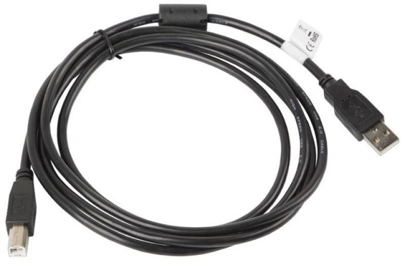LANBERG CA-USBA-11CC-0018-BK laidas USB 2.0 AM-BM su feritu 1.8m juodas