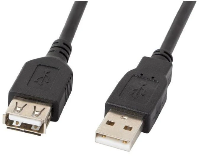 LANBERG CA-USBE-10CC-0018-BK extension cable USB 2.0 AM-AF 1.8m juodas