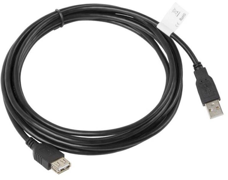 LANBERG CA-USBE-10CC-0030-BK extension cable USB 2.0 AM-AF 3m juodas