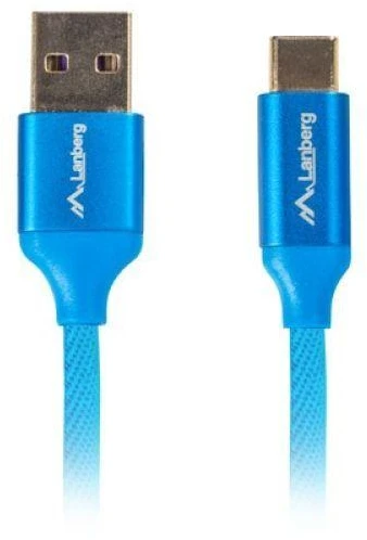 LANBERG CA-USBO-21CU-0010-BL Premium laidas USB-C M A M 2.0 1M Mėlyna Super Charge