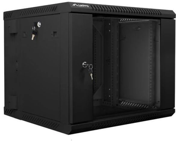 LANBERG WF02-6609-10B sieninis dvigubas stelažas 19 colių plokščias paketas 9U/600x600mm juodas