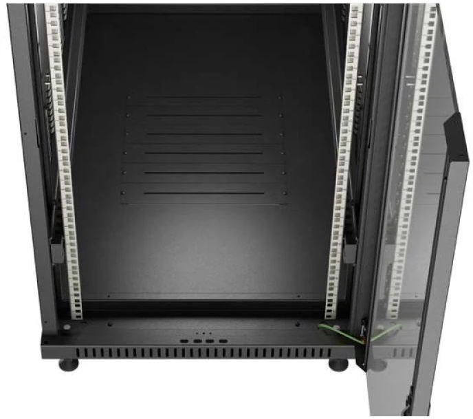 Ant grindų pastatoma stelažo tipo serverio spintelė - 19 colių 22U 600x1200mm - juoda - stiklinės durys - Lanberg FF01-6222-12B