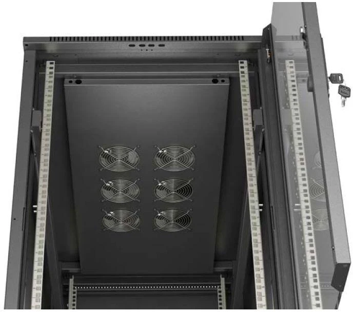 Ant grindų pastatoma stelažo tipo serverio spintelė - 19 colių 22U 600x1200mm - juoda - stiklinės durys - Lanberg FF01-6222-12B