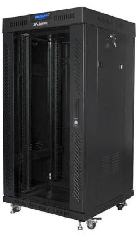 Lanberg grindų pastatoma rack spintelė 19" 22U 600x600 juoda stiklinės durys LCD V2