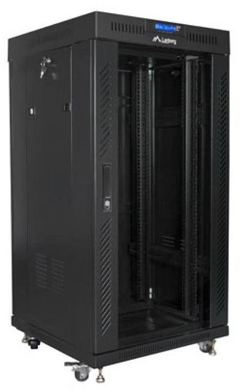 Lanberg grindų pastatoma rack spintelė 19" 22U 600x600 juoda stiklinės durys LCD V2