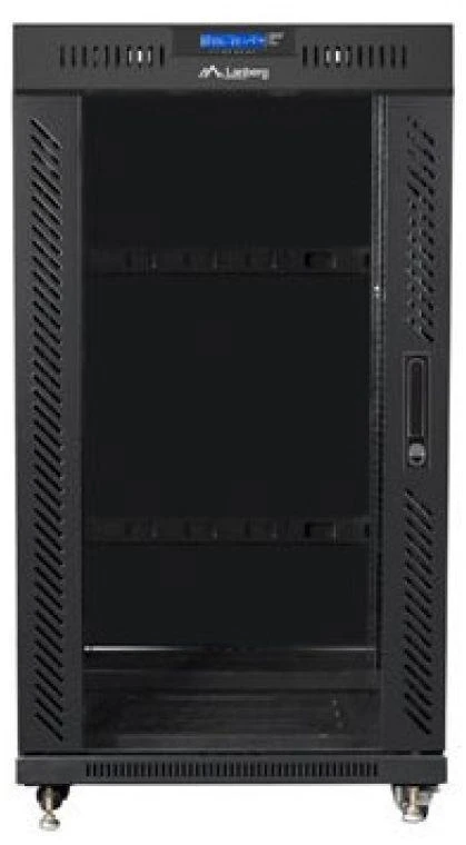 Lanberg grindų pastatoma rack spintelė 19" 22U 600x600 juoda stiklinės durys LCD V2