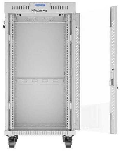 LANBERG laisvai pastatoma stelažinė spintelė 19/22U 600x800 stiklinių durelių LCD plokščias komplektas pilkas V2
