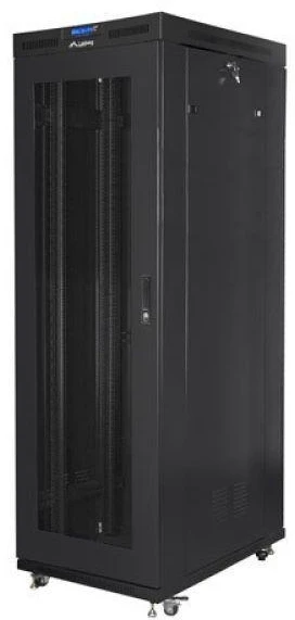 LANBERG FF01-8027-23BL laisvai pastatomas stovas 19 colių savaime surenkamas plokščias paketas 27U/800x1000mm juodas tinklinės durys LCD