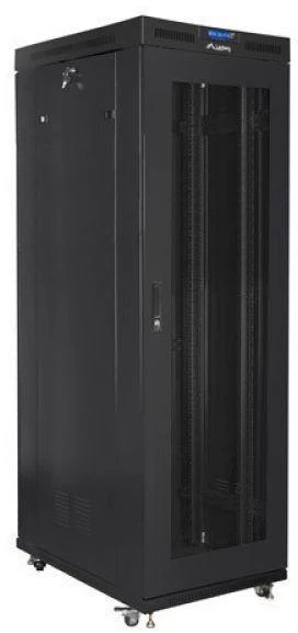 LANBERG FF01-8027-23BL laisvai pastatomas stovas 19 colių savaime surenkamas plokščias paketas 27U/800x1000mm juodas tinklinės durys LCD