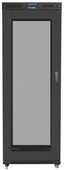 LANBERG FF01-8227-23BL laisvai pastatomas stovas 19 colių savaime surenkamas plokščias paketas 27U/800x1200mm juodas tinklinės durys LCD