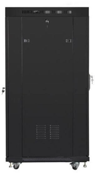 LANBERG FF01-8822-12BL laisvai pastatomas stovas 19 colių savaime surenkamas plokščias paketas 22U/800x800mm juodas stiklinių durų LCD