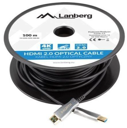 LANBERG HDMI v2.0 M/M laidas 100m optinis AOC juodas