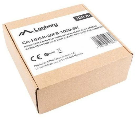 LANBERG HDMI v2.0 M/M laidas 100m optinis AOC juodas