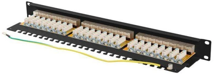LANBERG patch panel 24 port 1U cat.6A FTP juodas