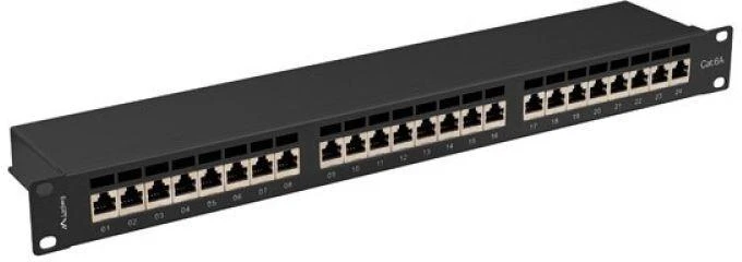 LANBERG patch panel 24 port 1U cat.6A FTP juodas