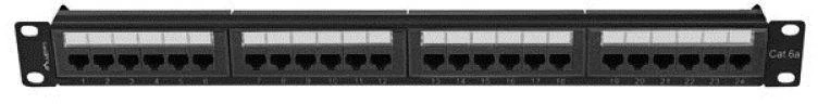 LANBERG patch panel 24 port 1U cat.6A UTP juodas
