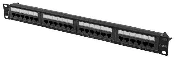 LANBERG patch panel 24 port 1U cat.6A UTP juodas