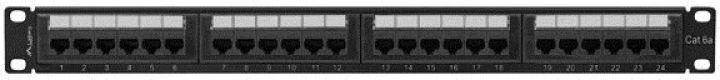 LANBERG patch panel 24 port 1U cat.6A UTP juodas