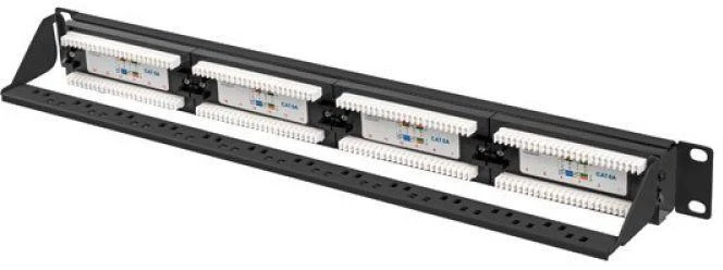 LANBERG patch panel 24 port 1U cat.6A UTP juodas